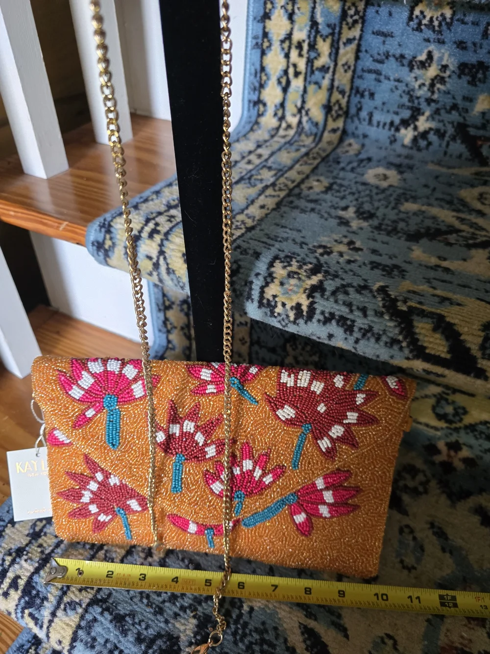 Kaylee Beaded Floral Clutch - Orange